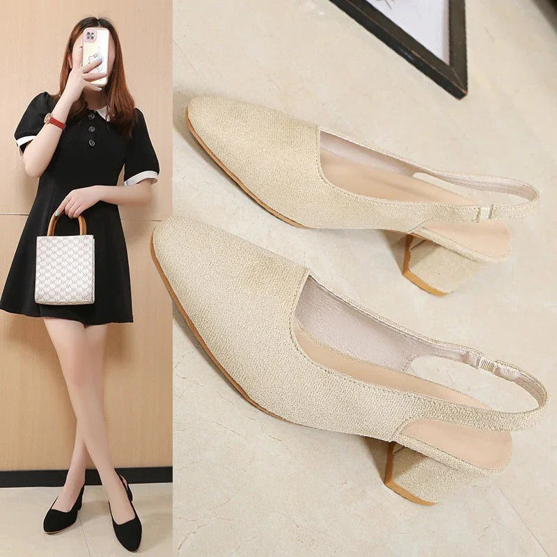 Chunky Heel Spring And Summer New Pointed High Heels For Women - VAleG