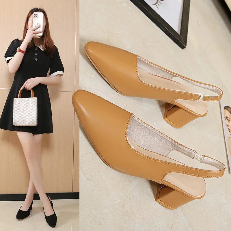 Chunky Heel Spring And Summer New Pointed High Heels For Women - VAleG