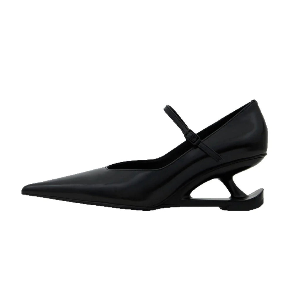 Heel Mary Jane Leather Shoes - VAleG
