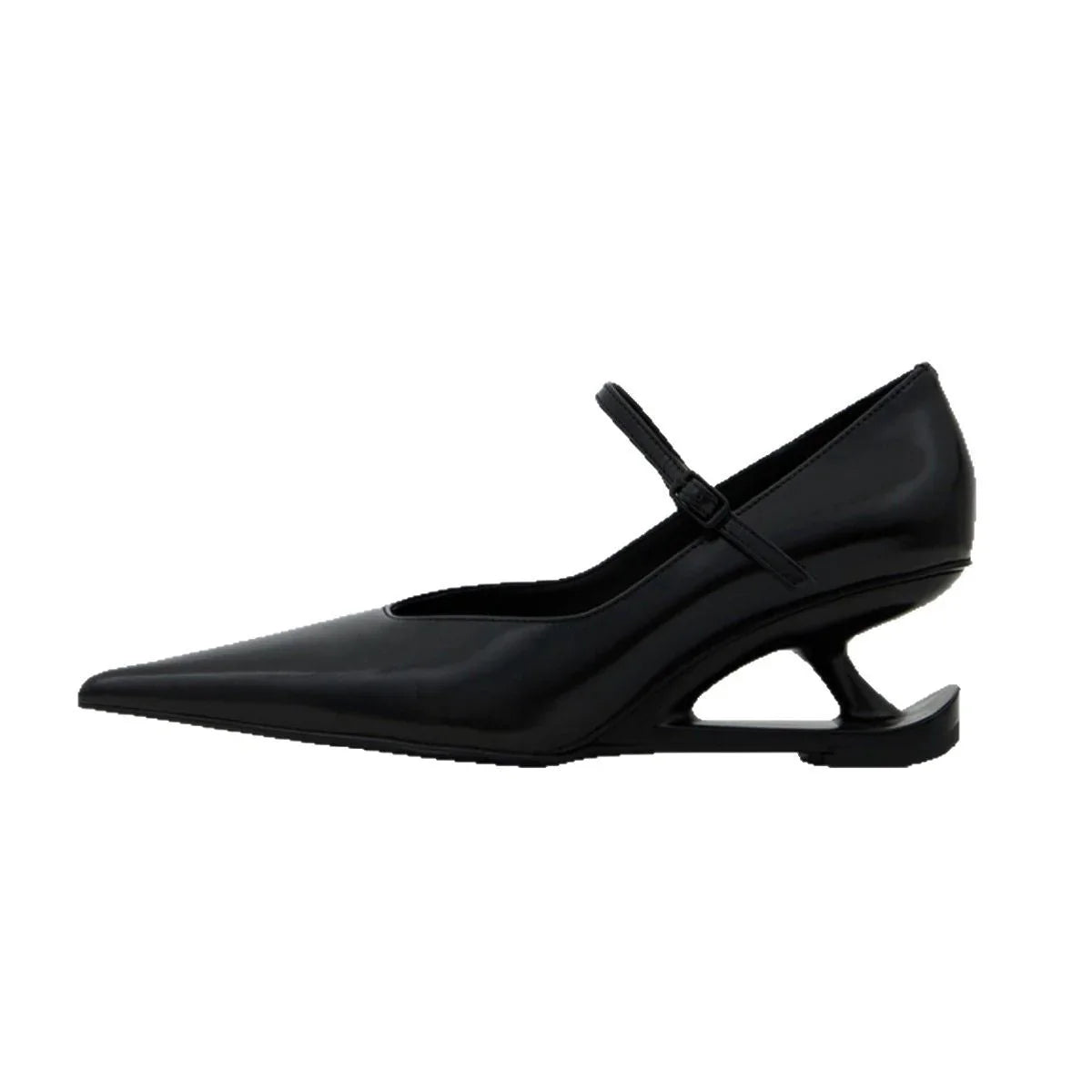Heel Mary Jane Leather Shoes - VAleG