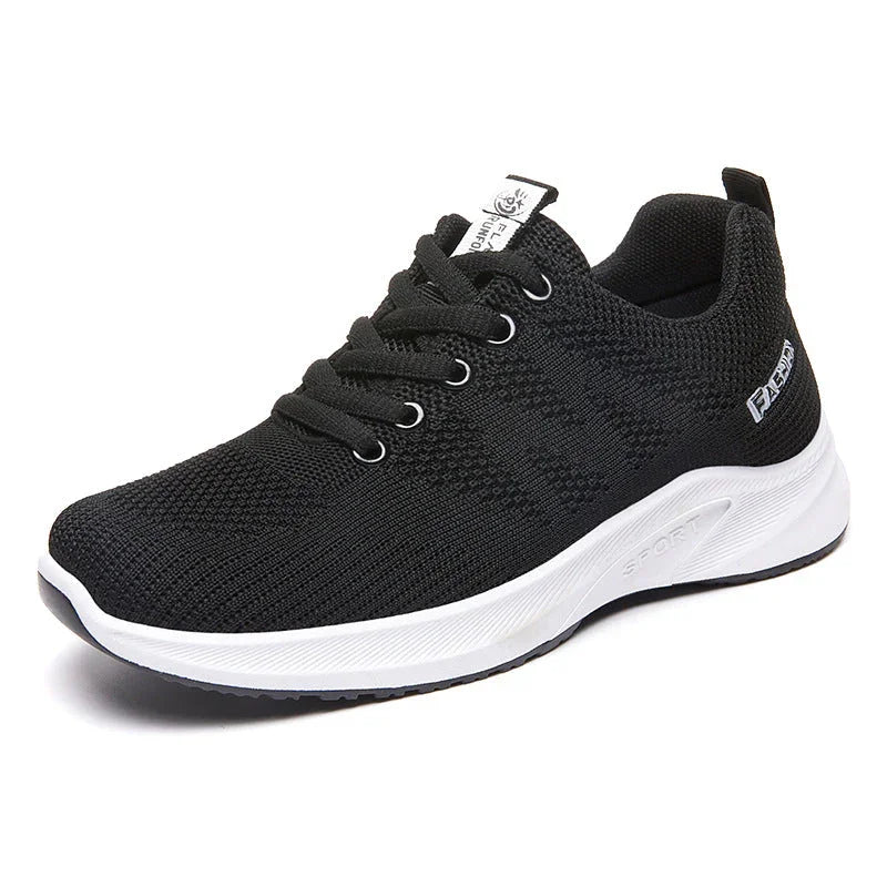 Breathable Fly Woven Mesh Running Shoes Women's Flat Soft Sole Sneakers - VAleG