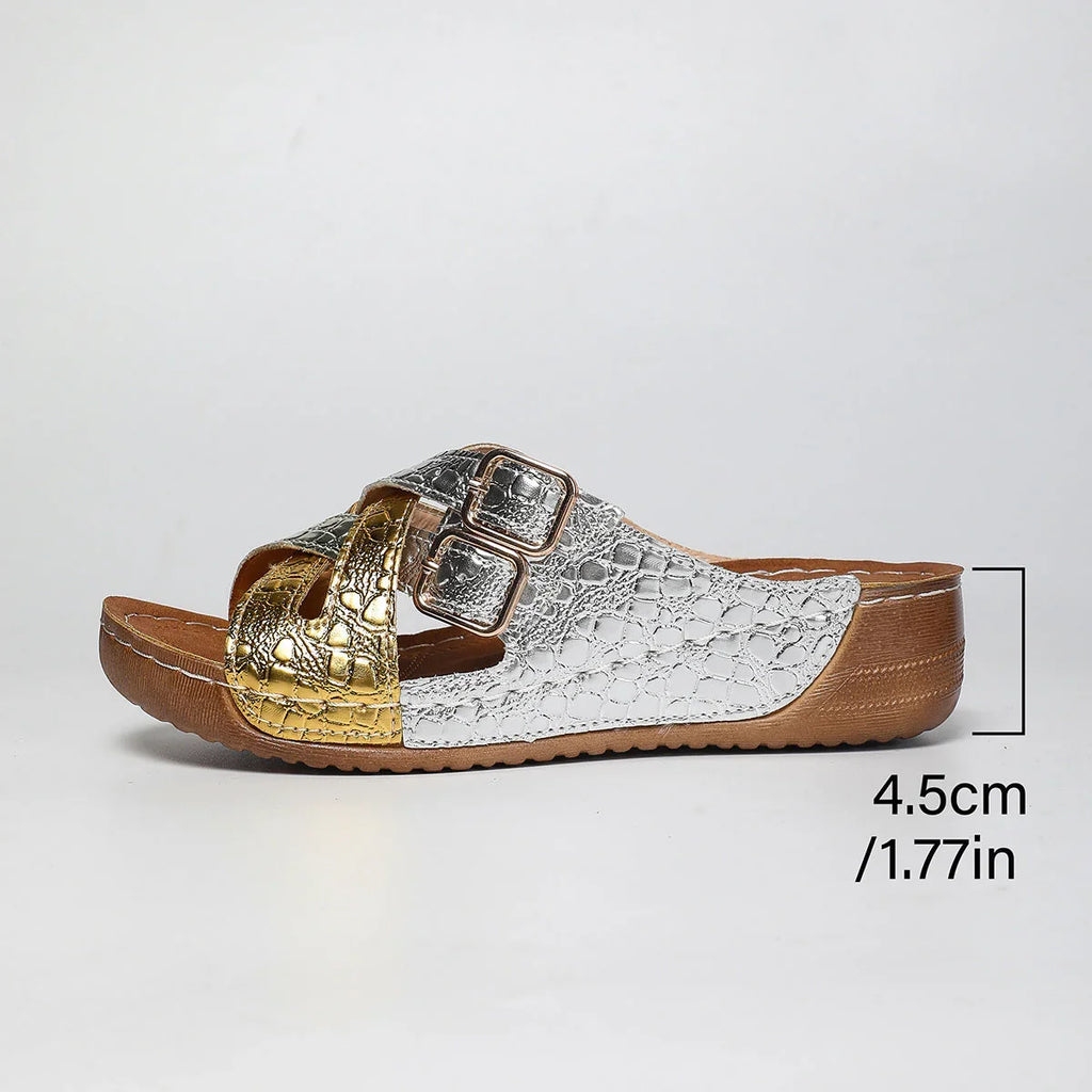 Women's European And American Color Matching Belt Buckle Sandals - VAleG