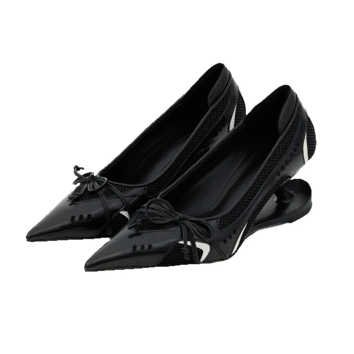 Retro Racing Shoes Suspension Profiled Heel Pointed Low-cut High Heels - VAleG
