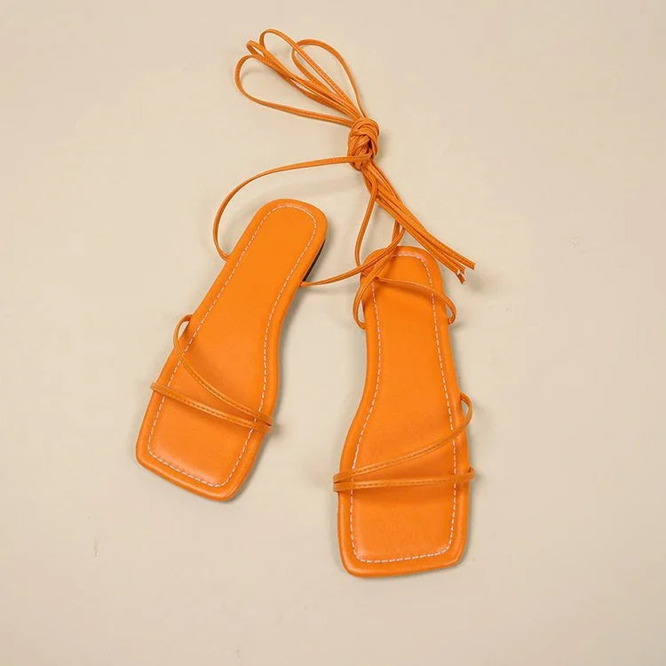 European And American Ankle Ring Bandage Cloth Flat Sandals Women's Summer - VAleG