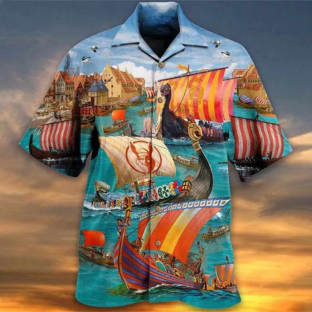 Fashion Bus Pattern Summer Men's Casual Shirt - VAleG