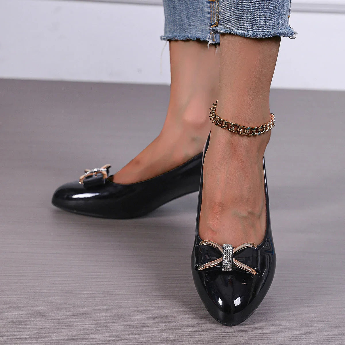 New Bow High Heel Low-cut Pumps Korean Style Pointed Women - VAleG