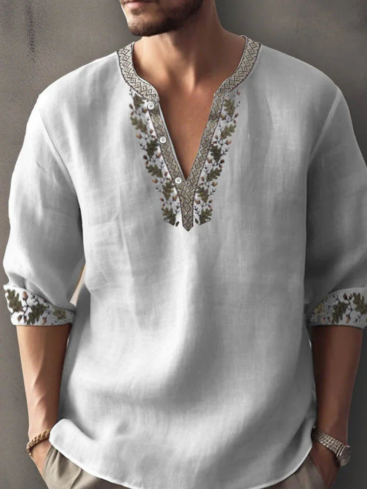 3D Digital Printing Bamboo Linen Long Sleeve European And American - VAleG