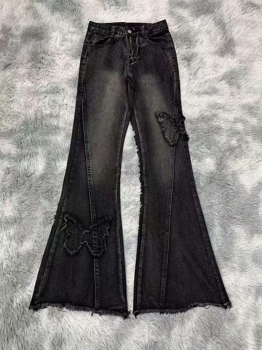 Fashion Elastic Plus Size Women's Denim Flared Pants - VAleG