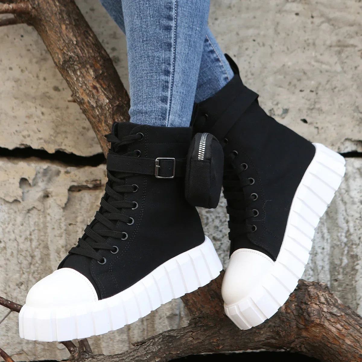 New Bags Fashionable Breathable High-top Canvas Shoes For Women - VAleG