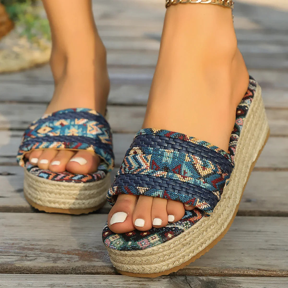 Rope Bottom Sponge Cake Slipper Female Plus Size - VAleG