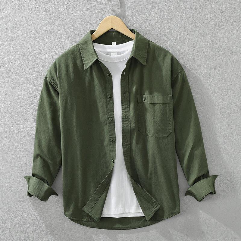 Japanese Style Simple Long Sleeve Shirt Men's New Fashion Casual - VAleG
