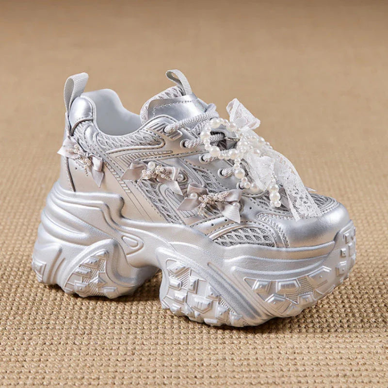 Mesh Surface Breathable Casual Versatile Thick Bottom Height Increasing Shoes - VAleG