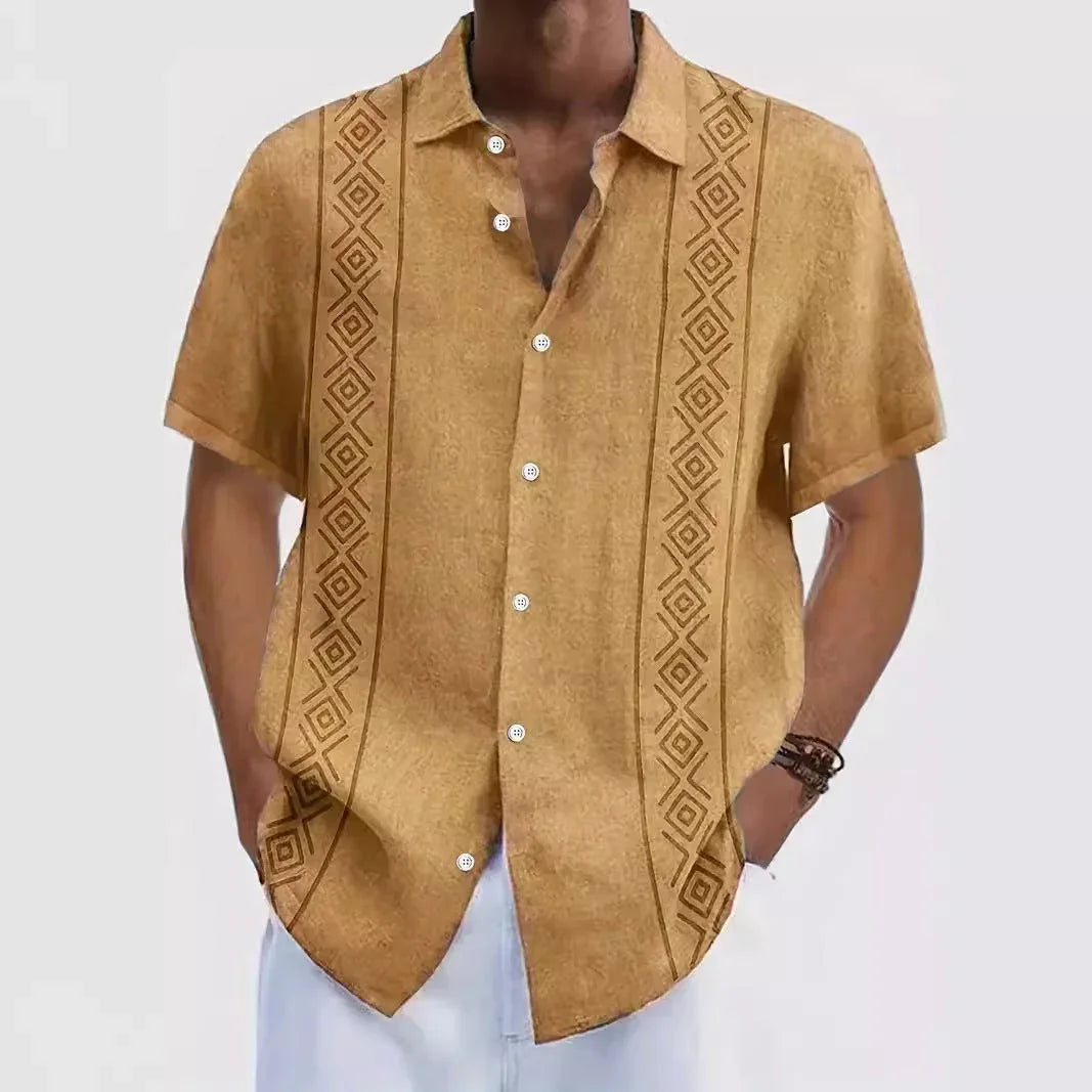 Simple Striped Element 3D Printing Stylish Cardigan Shirt - VAleG