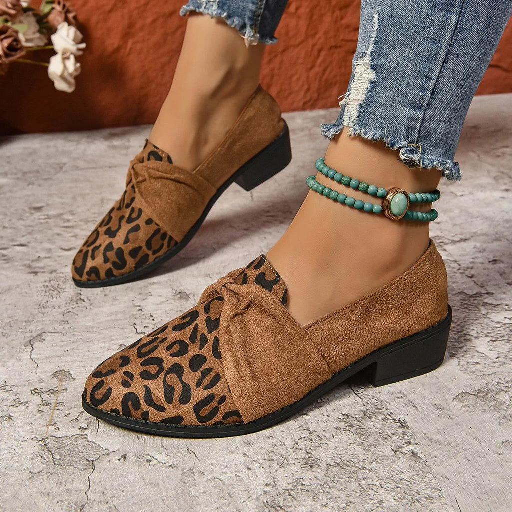 Women's Slip-on Leopard Print Casual Suede Slip-on Shoes - VAleG