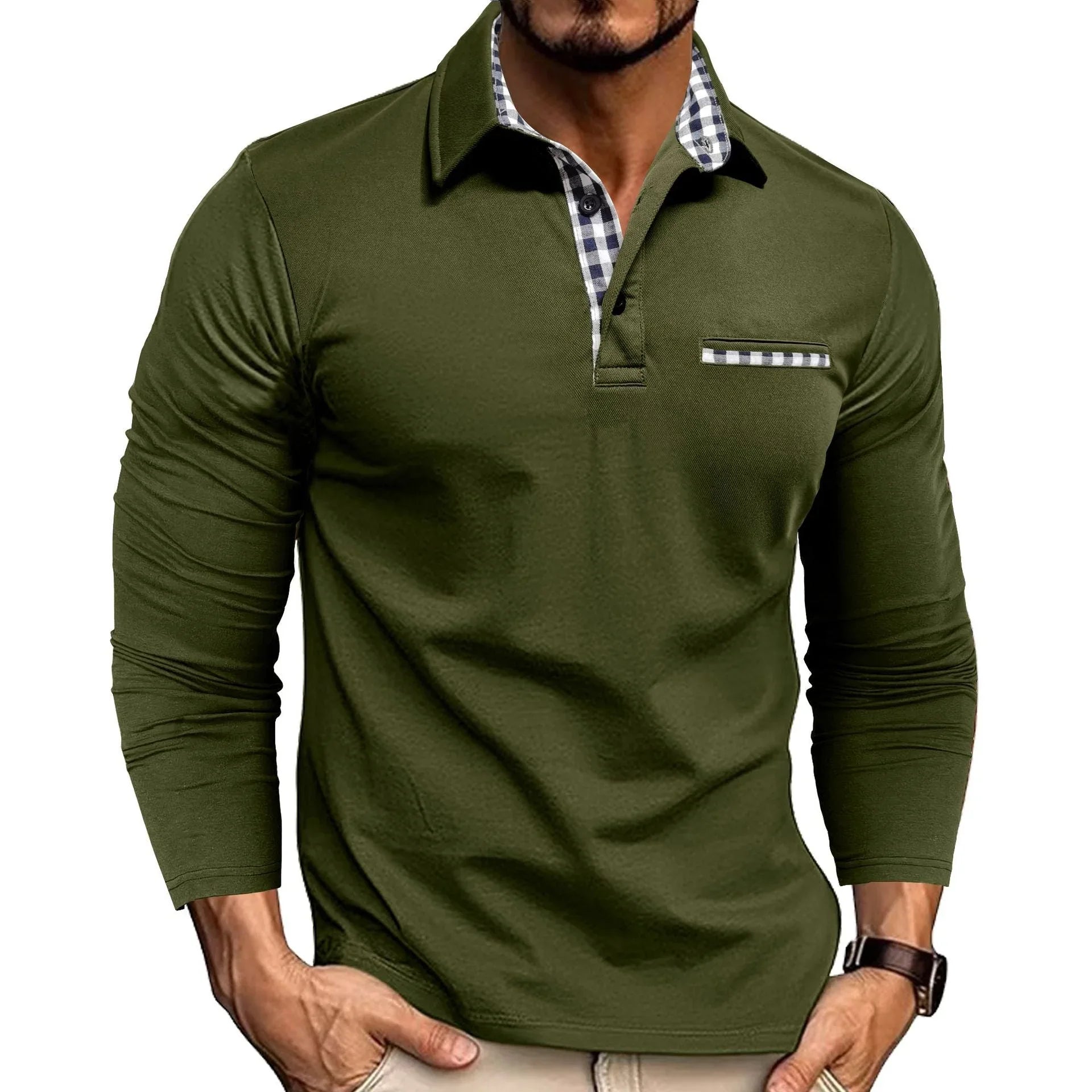 Men's Casual Fashion Colorblock Polo Shirt - VAleG