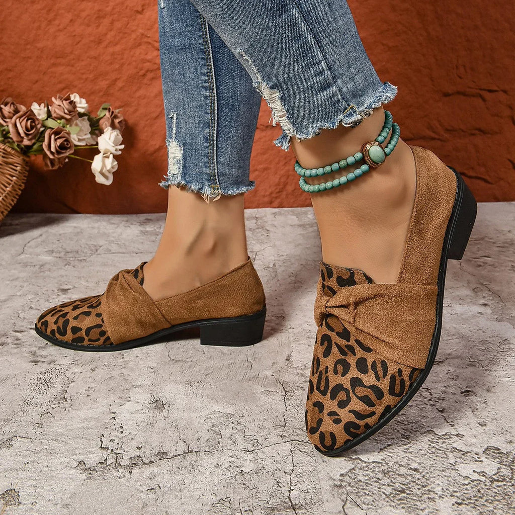 Women's Slip-on Leopard Print Casual Suede Slip-on Shoes - VAleG