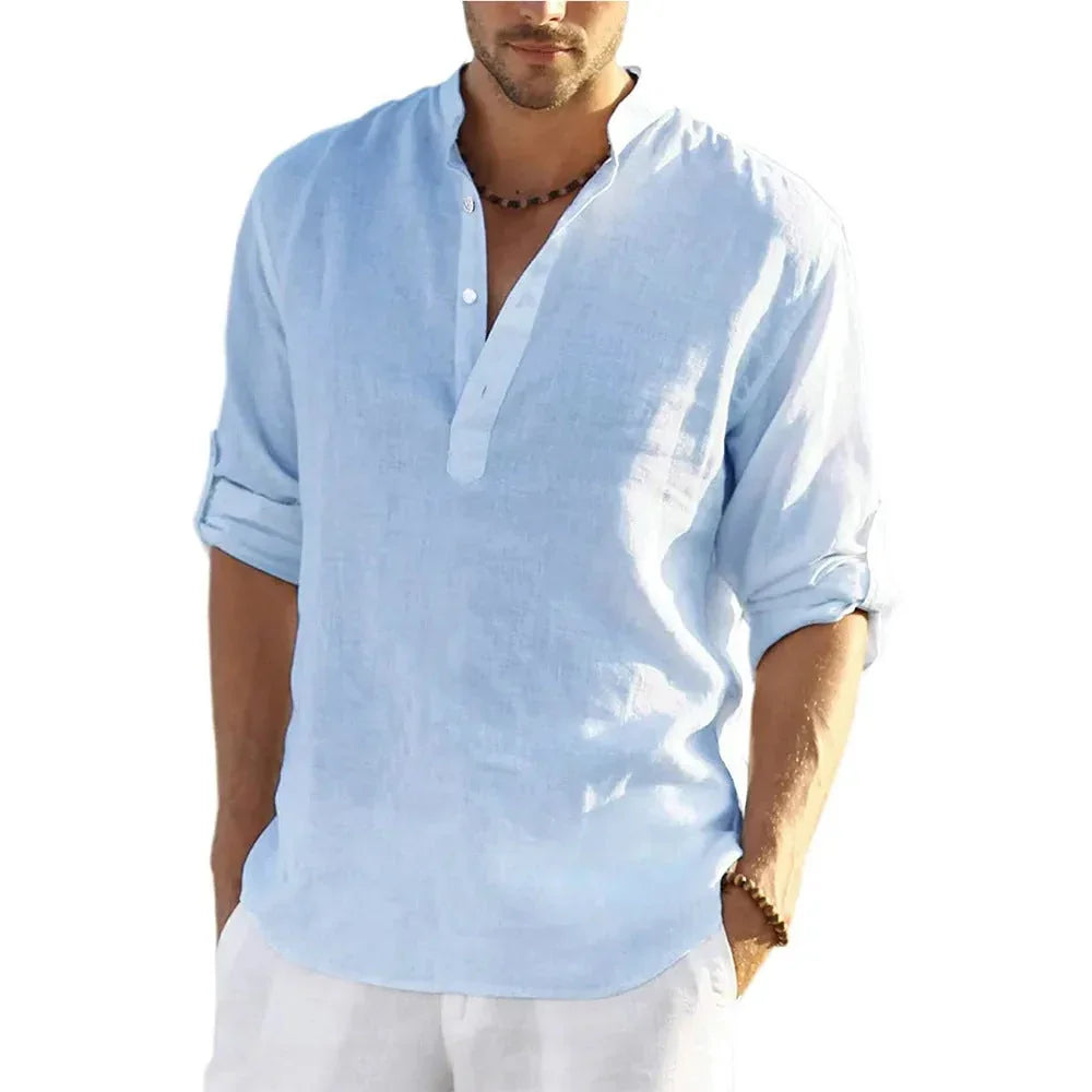 Casual Linen Shirt Solid Color - VAleG