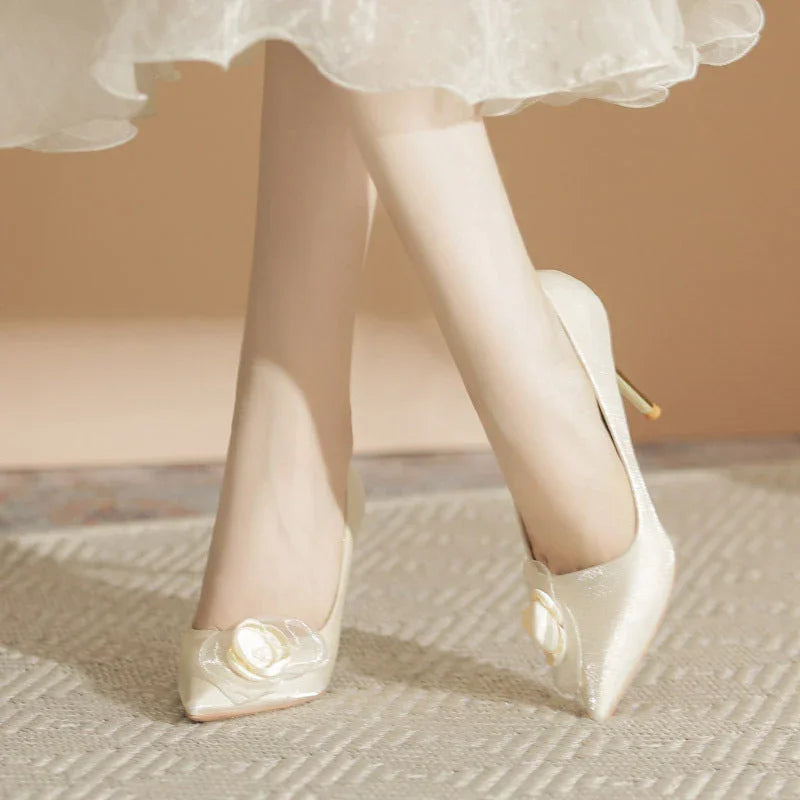 Wedding Shoes Stiletto High-end Applique High Heels - VAleG