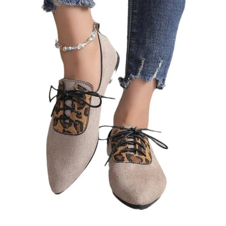 Plus Size Leopard Print Pumps Female Pointed Toe - VAleG