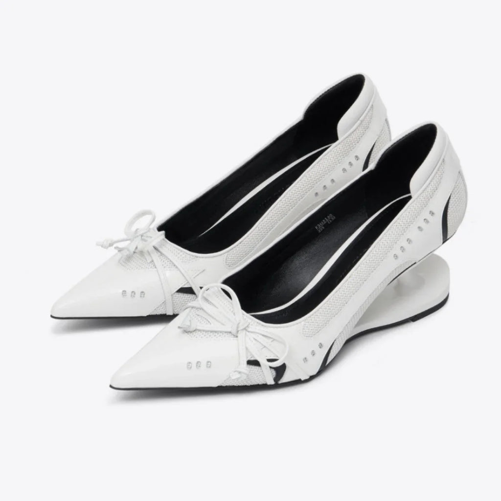 Retro Racing Shoes Suspension Profiled Heel Pointed Low-cut High Heels - VAleG