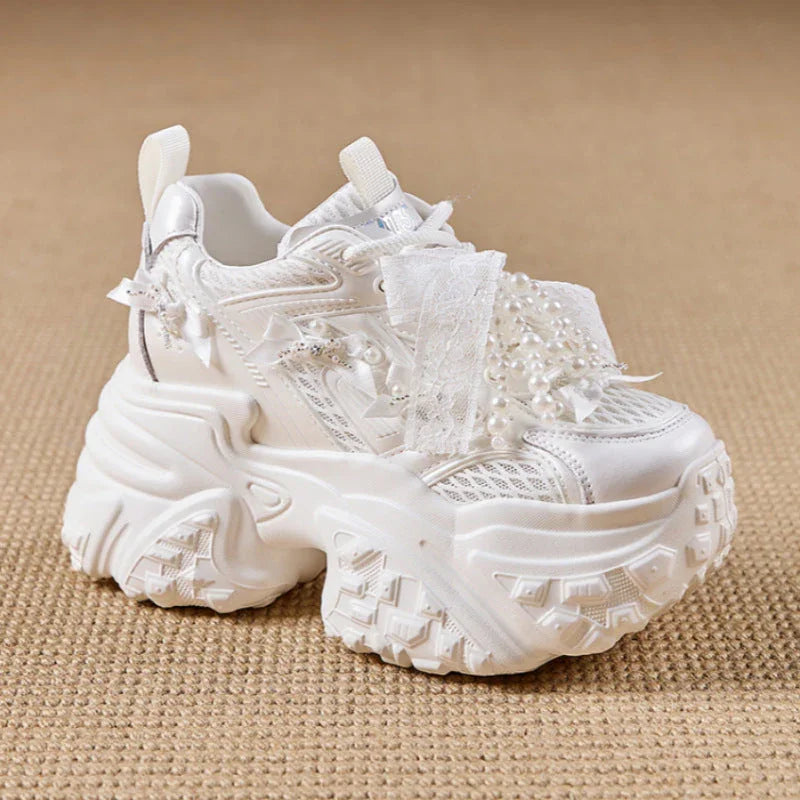 Mesh Surface Breathable Casual Versatile Thick Bottom Height Increasing Shoes - VAleG