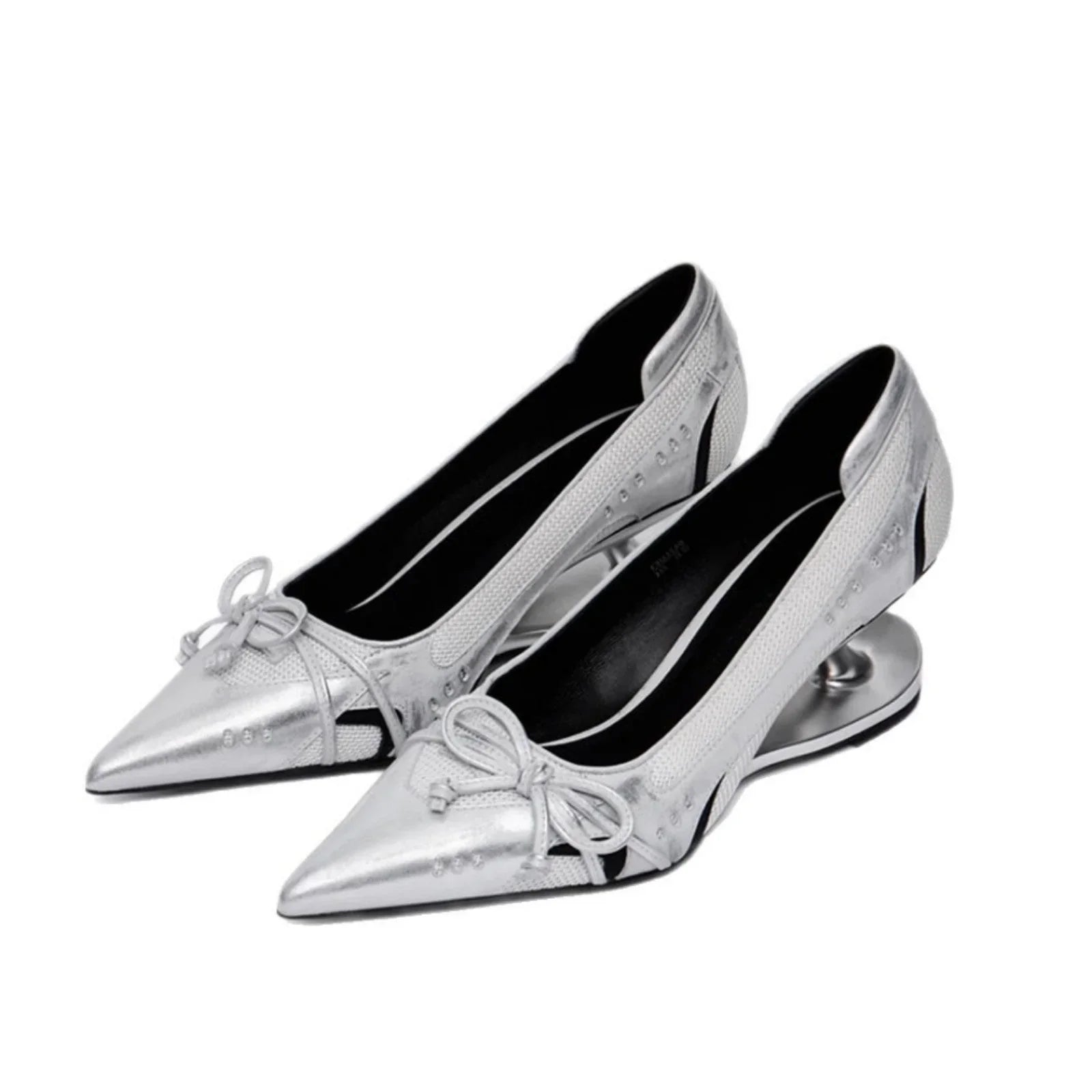 Retro Racing Shoes Suspension Profiled Heel Pointed Low-cut High Heels - VAleG