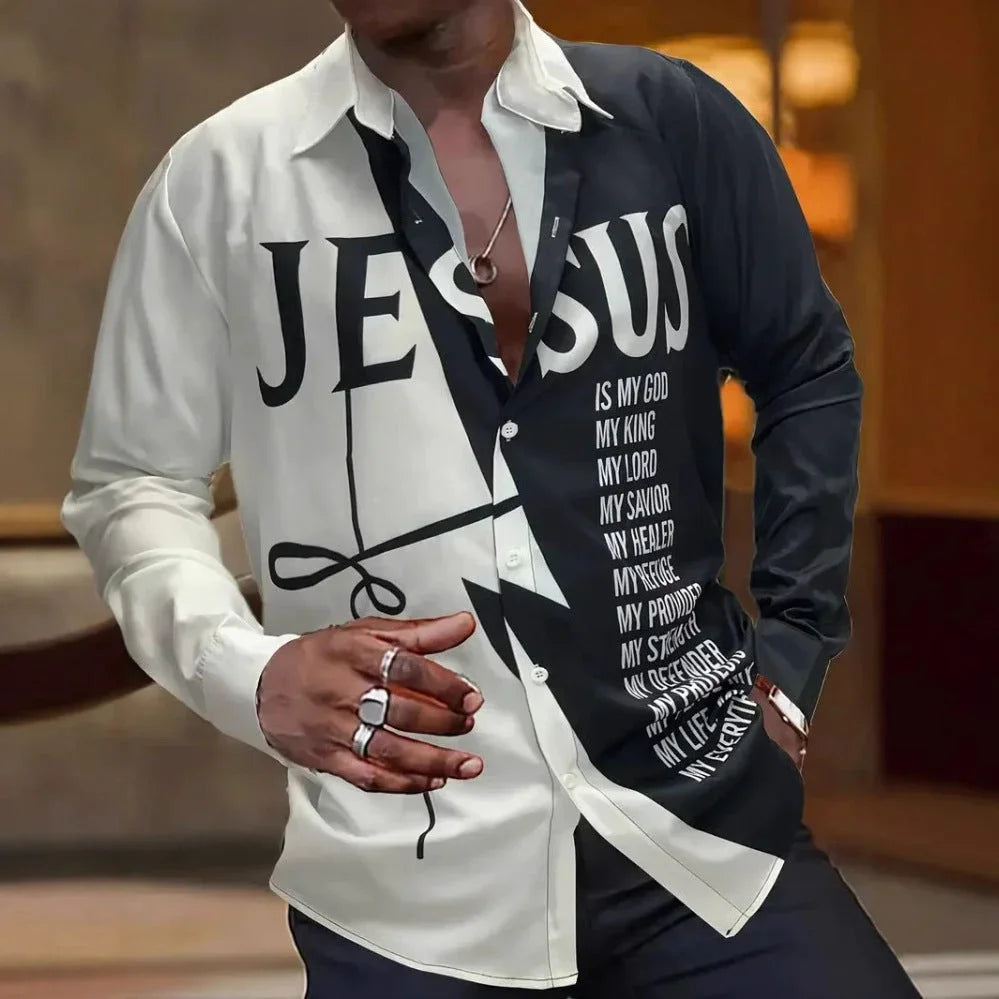 European And American Spring And Autumn Leisure Personalized Trendy Men Long Sleeve 3D Printed Shirt - VAleG