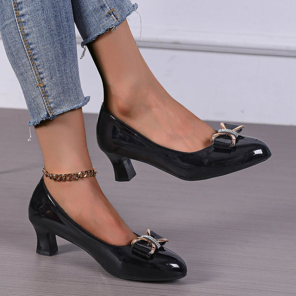New Bow High Heel Low-cut Pumps Korean Style Pointed Women - VAleG