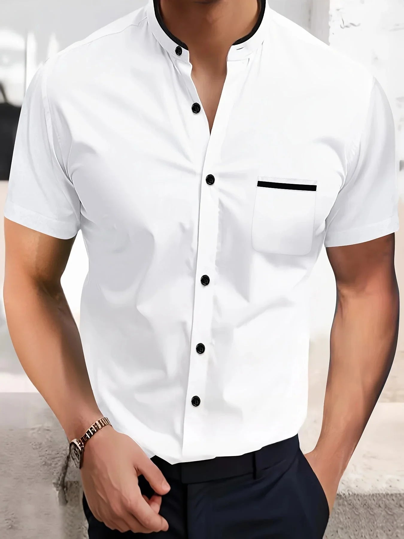 Solid Color Shirt Korean Summer New Button Short Sleeve - VAleG