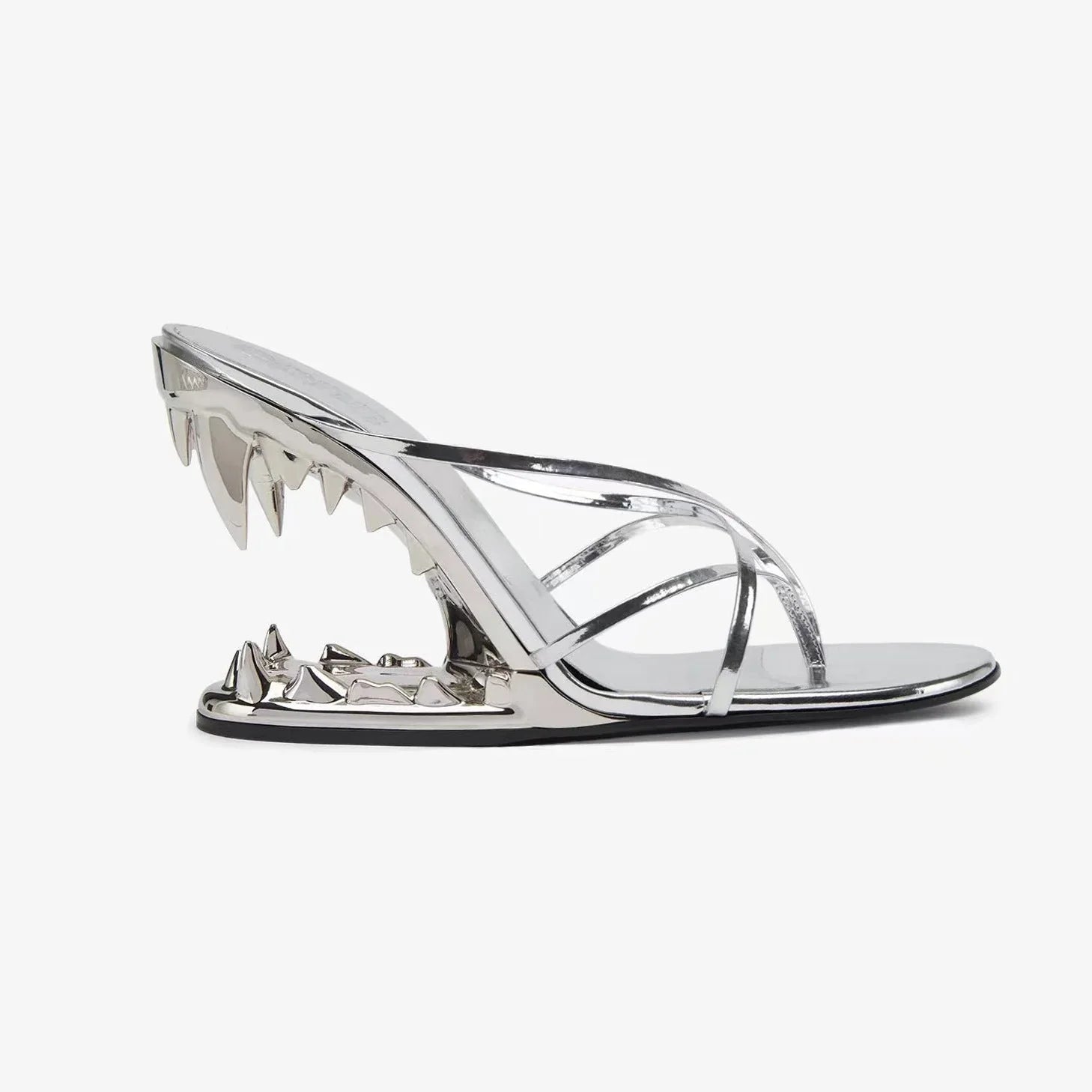 Tooth Profiled Heel Women's High Heel Slippers - VAleG