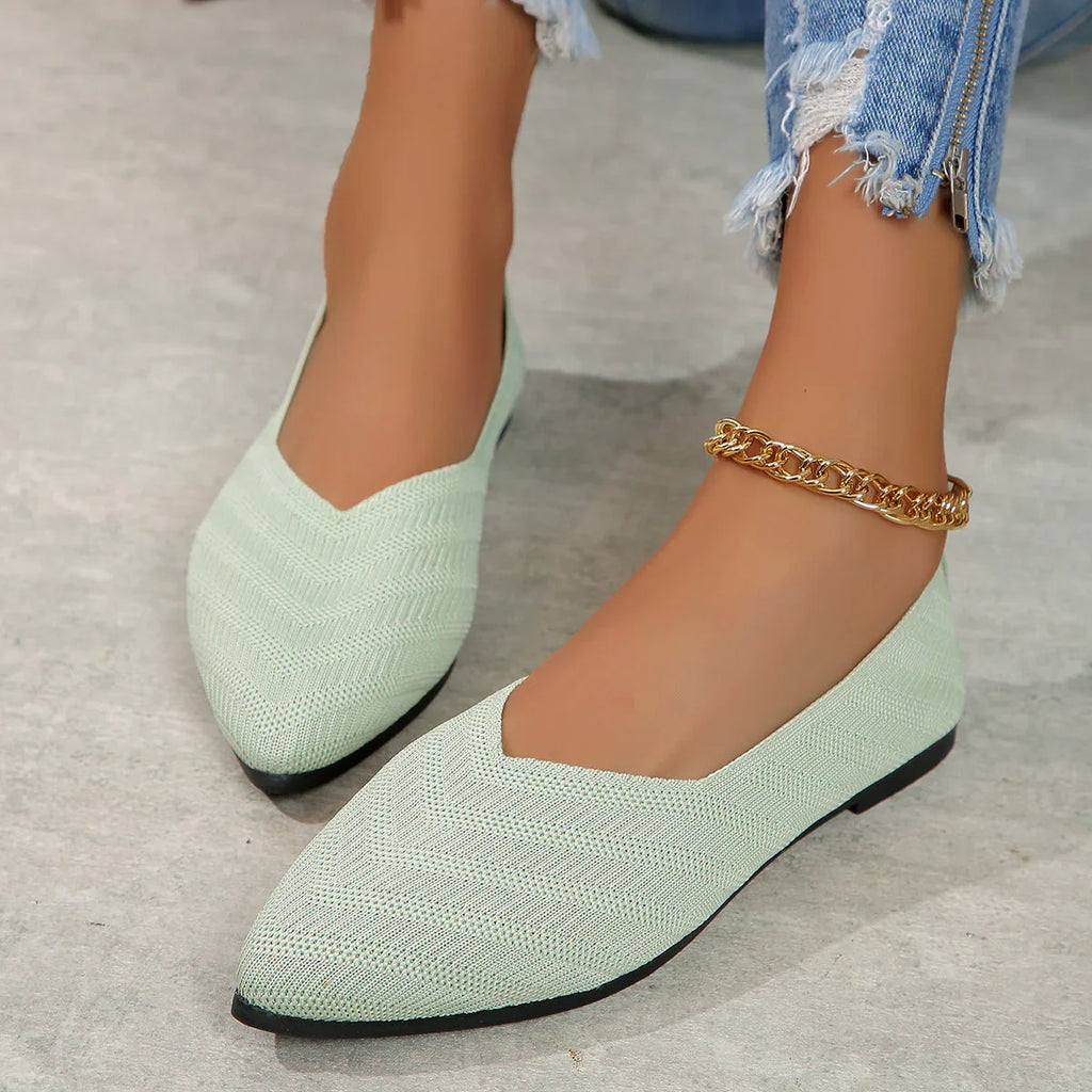 Plus Size Shallow Mouth Flyknit Pumps Popular Pointed-toe Slip-on - VAleG