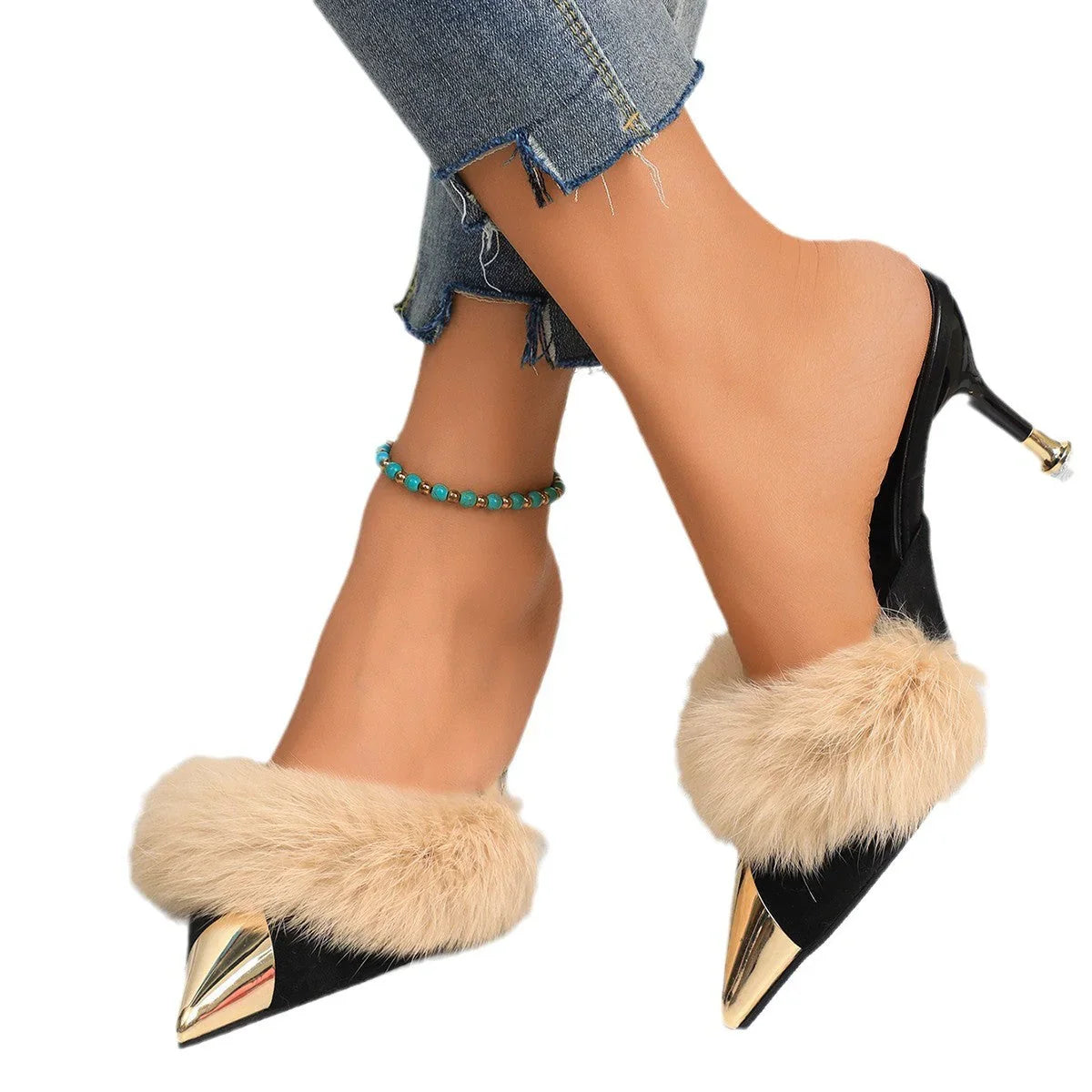 Low Heel Closed Toe Plush Slippers - VAleG