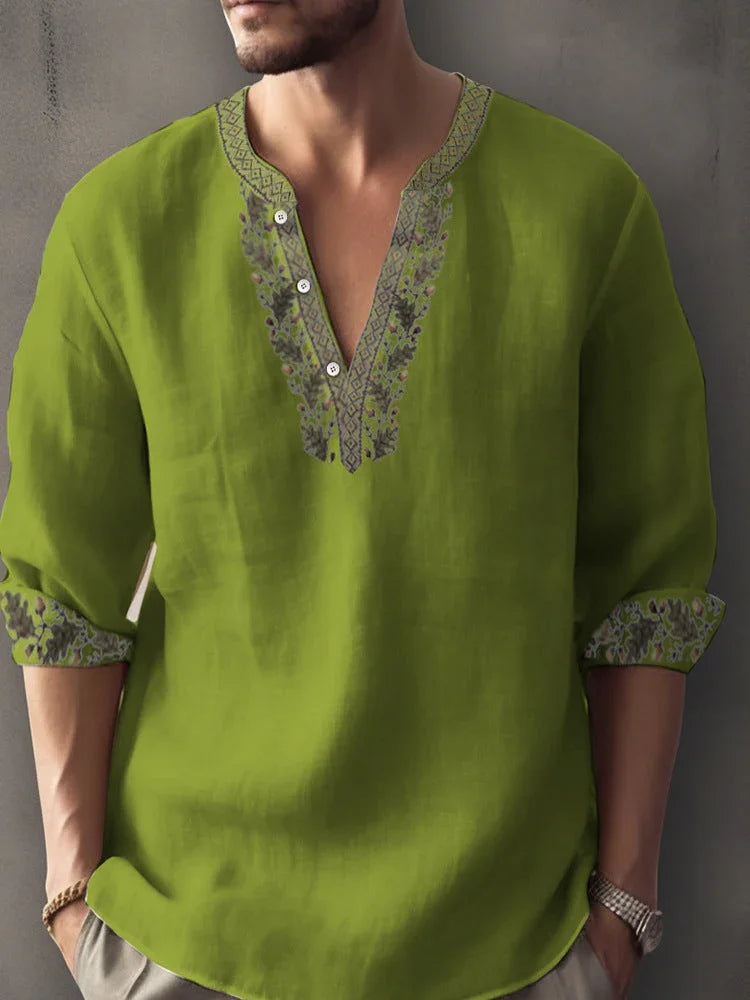 3D Digital Printing Bamboo Linen Long Sleeve European And American - VAleG