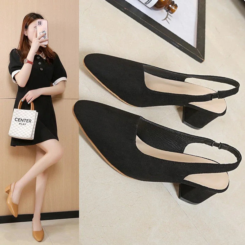 Chunky Heel Spring And Summer New Pointed High Heels For Women - VAleG