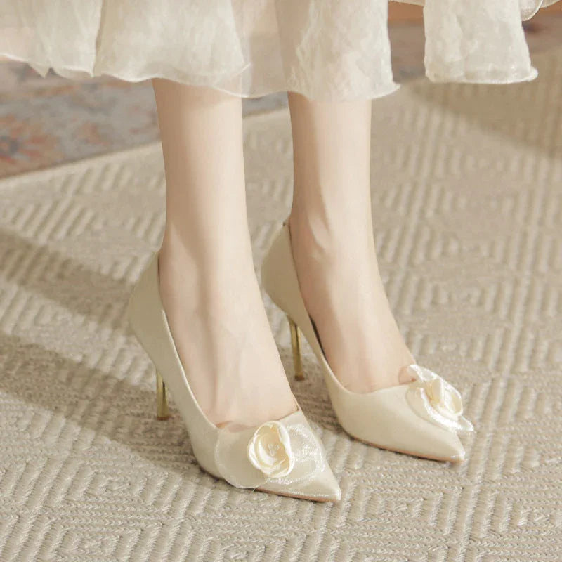 Wedding Shoes Stiletto High-end Applique High Heels - VAleG