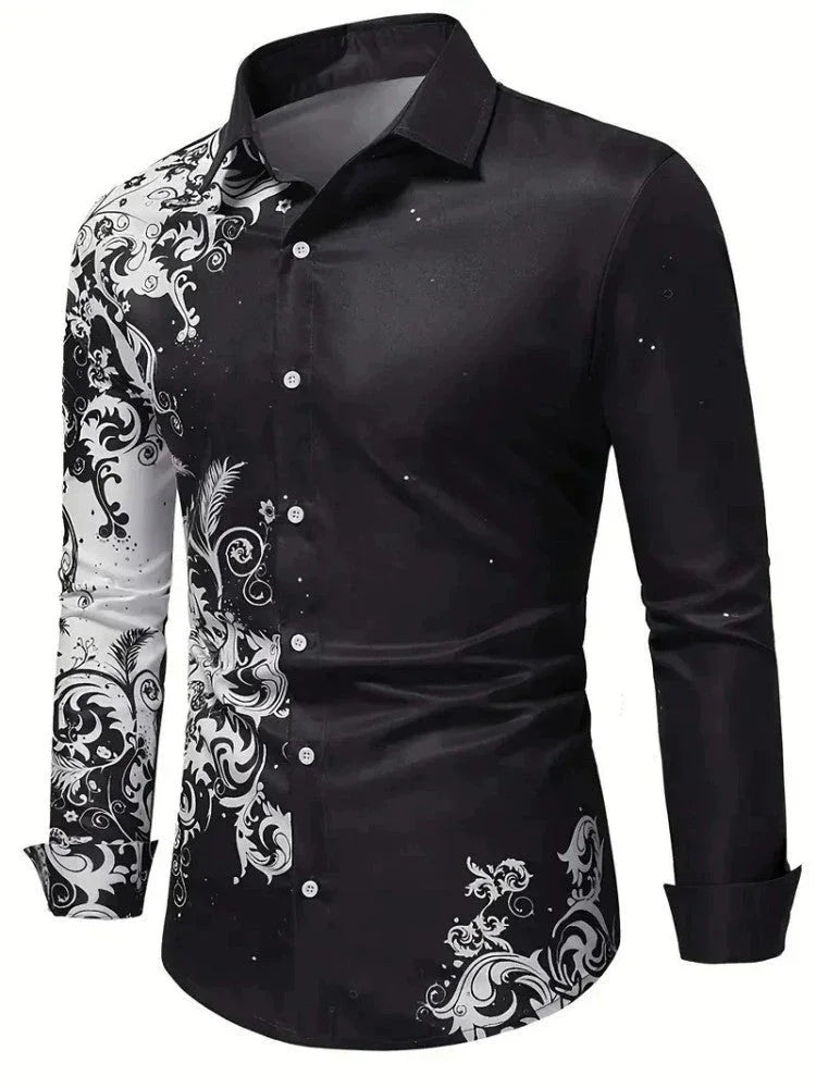 European And American Spring And Autumn Leisure Personalized Trendy Men Long Sleeve 3D Printed Shirt - VAleG