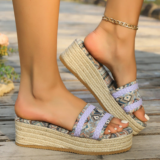Rope Bottom Sponge Cake Slipper Female Plus Size VAleG