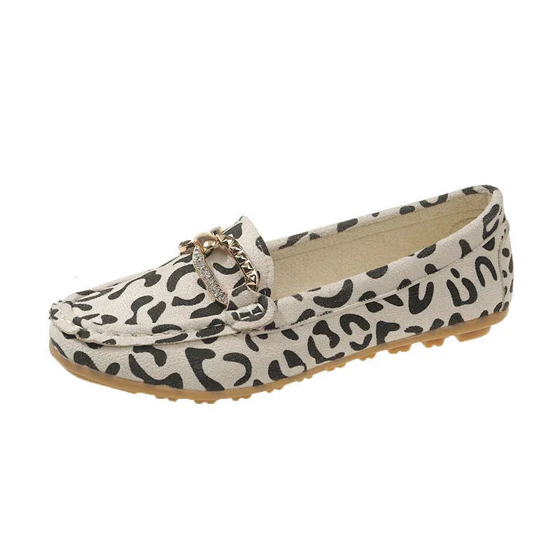 Chain Low-cut Flat Leopard Print Pumps Women - VAleG