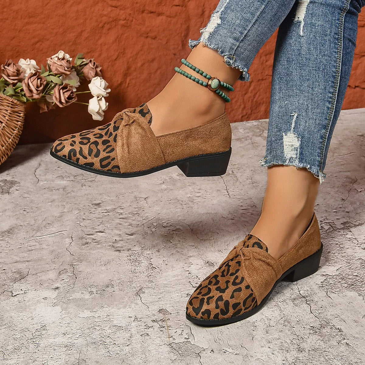 Women's Slip-on Leopard Print Casual Suede Slip-on Shoes - VAleG