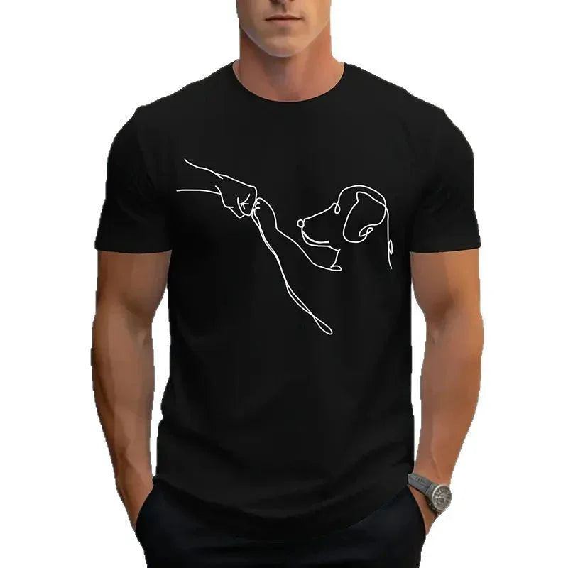Printed T-shirt Men's Short-sleeved Pattern Top - VAleG