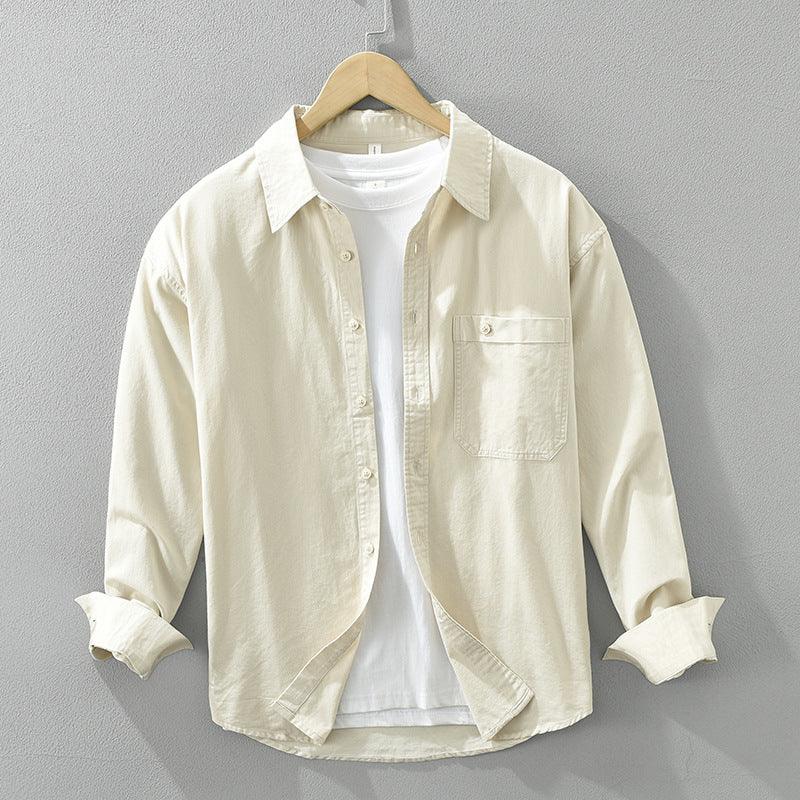 Japanese Style Simple Long Sleeve Shirt Men's New Fashion Casual - VAleG
