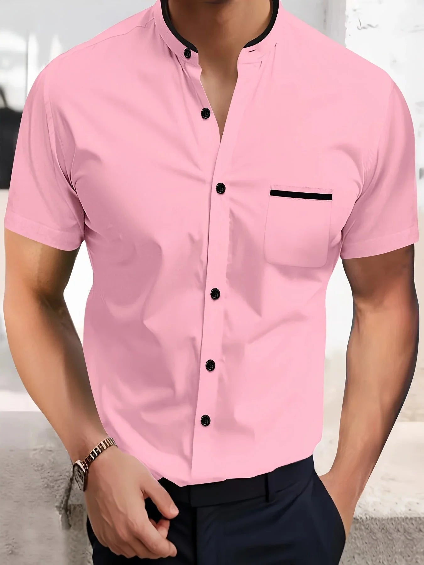 Solid Color Shirt Korean Summer New Button Short Sleeve - VAleG