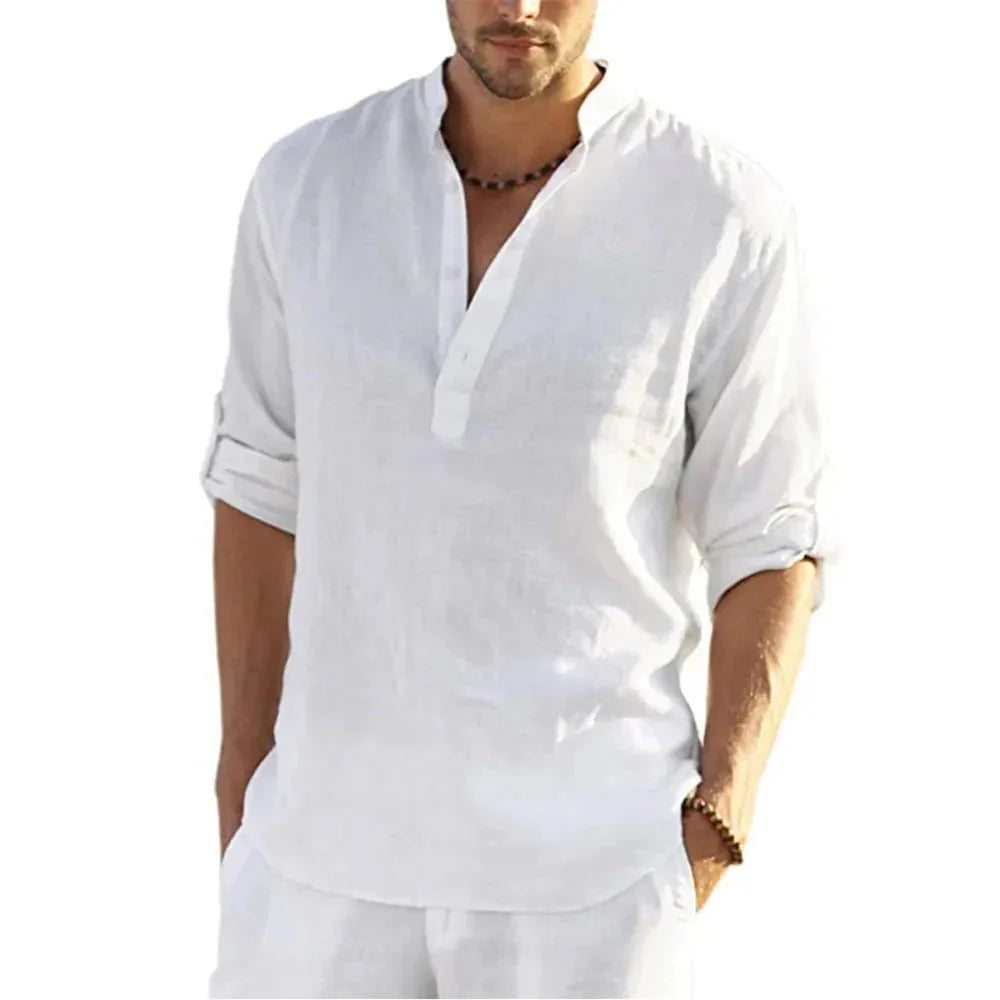 Casual Linen Shirt Solid Color - VAleG