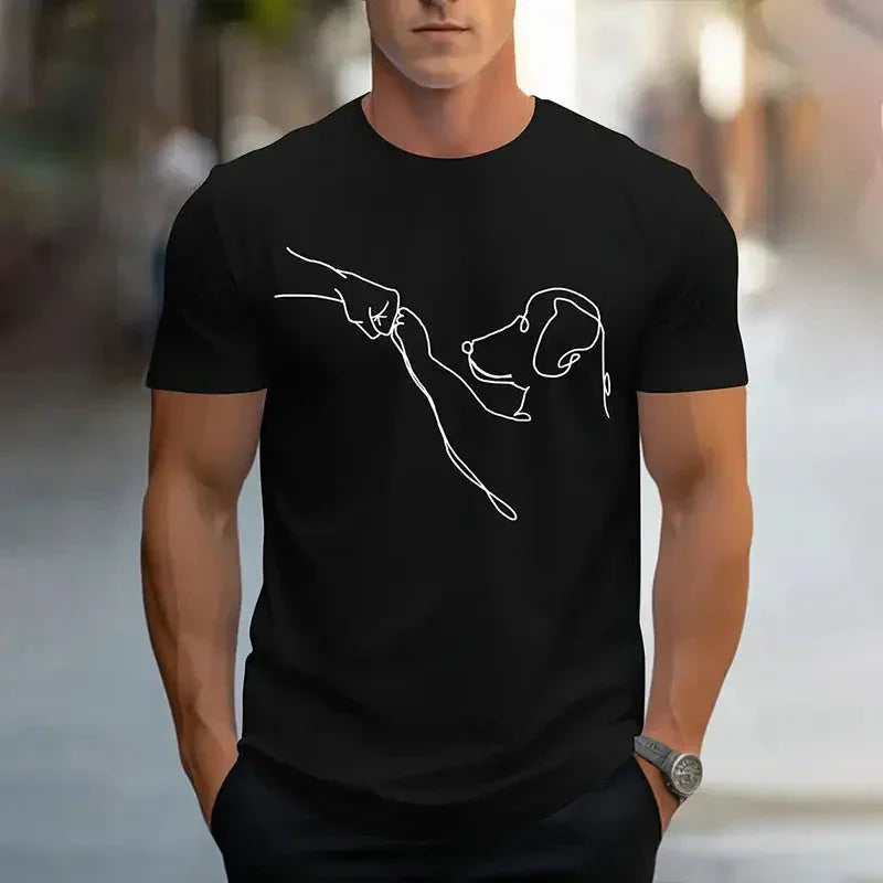 Printed T-shirt Men's Short-sleeved Pattern Top - VAleG