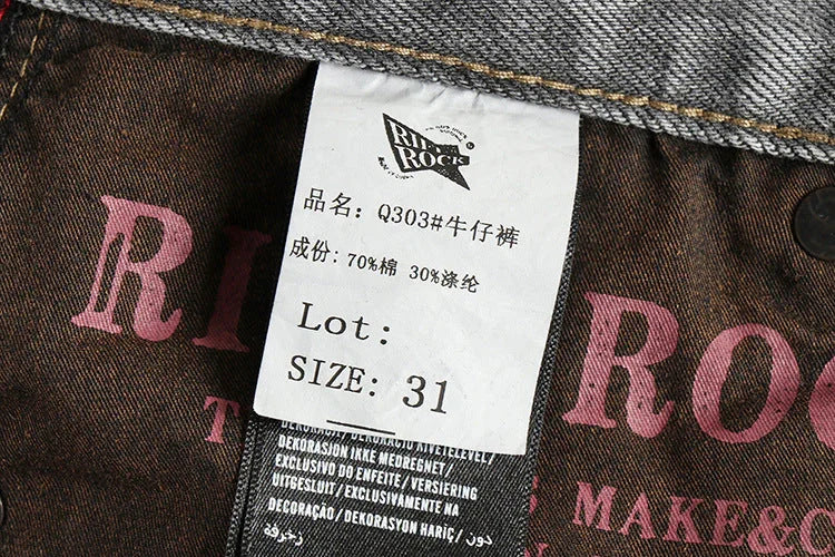 Retro Washed Distressed Cement Gray Jeans For Men - VAleG