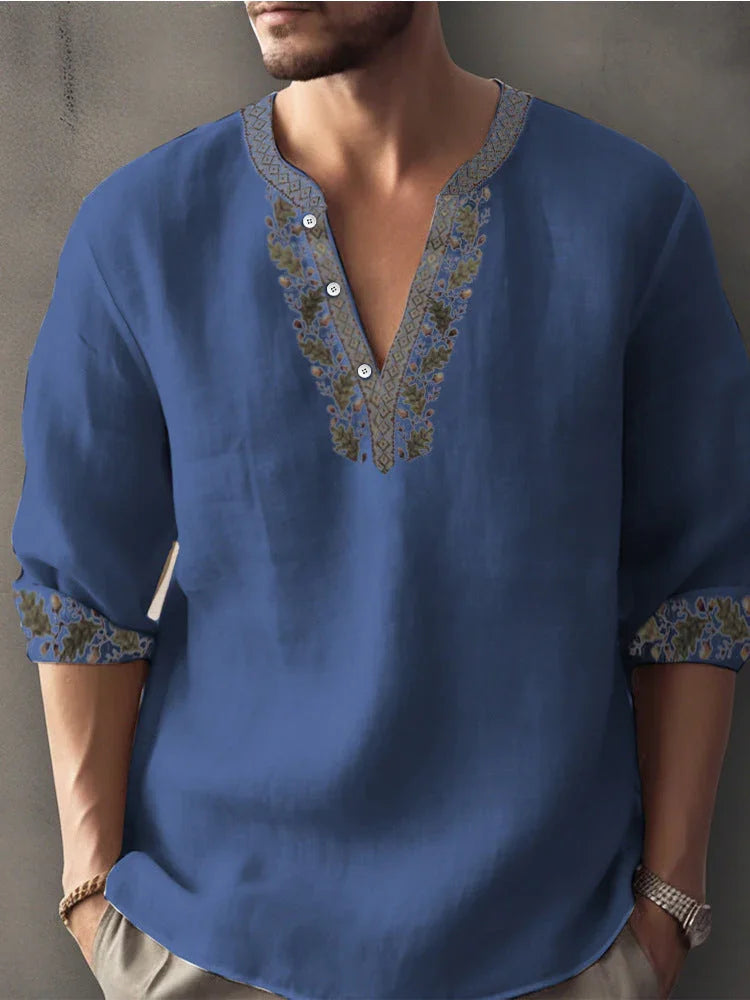 3D Digital Printing Bamboo Linen Long Sleeve European And American - VAleG