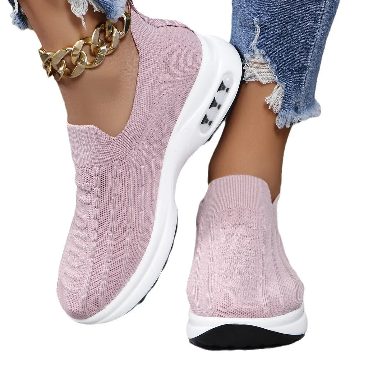 Plus Size Flying Woven Breathable Sports Shoes Women - VAleG