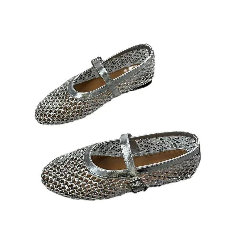 Mesh Buckle Ballet Shoes Women - VAleG