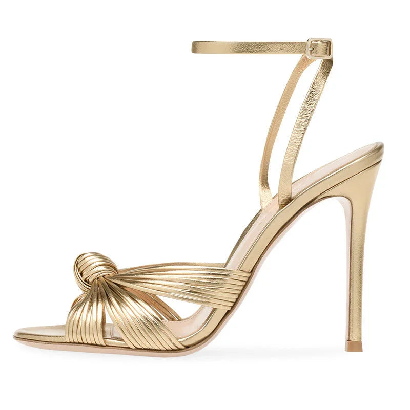 European And American Ladies Plus Size Light Gold PU Stiletto Heels - VAleG