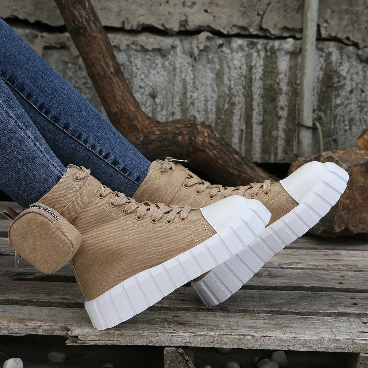 New Bags Fashionable Breathable High-top Canvas Shoes For Women - VAleG